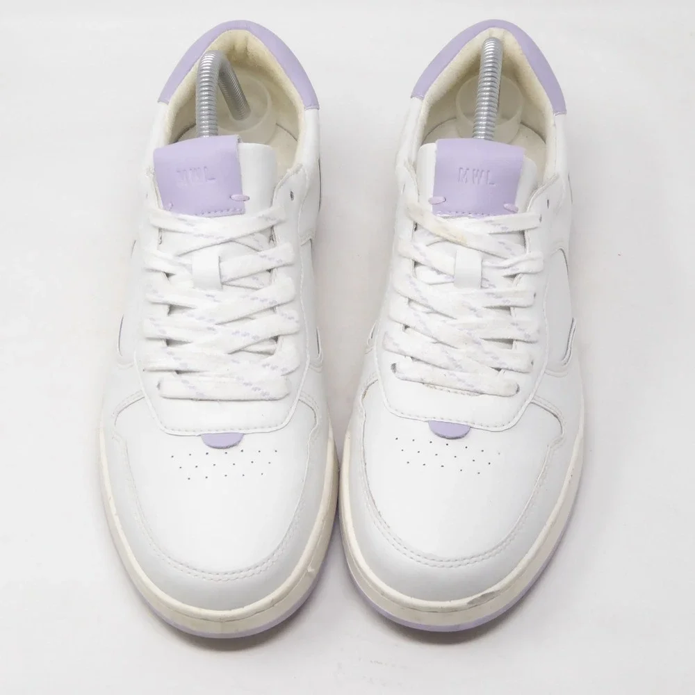 Madewell Women Court Sneakers White Lavender Purple MWL Court Sneaker 10M